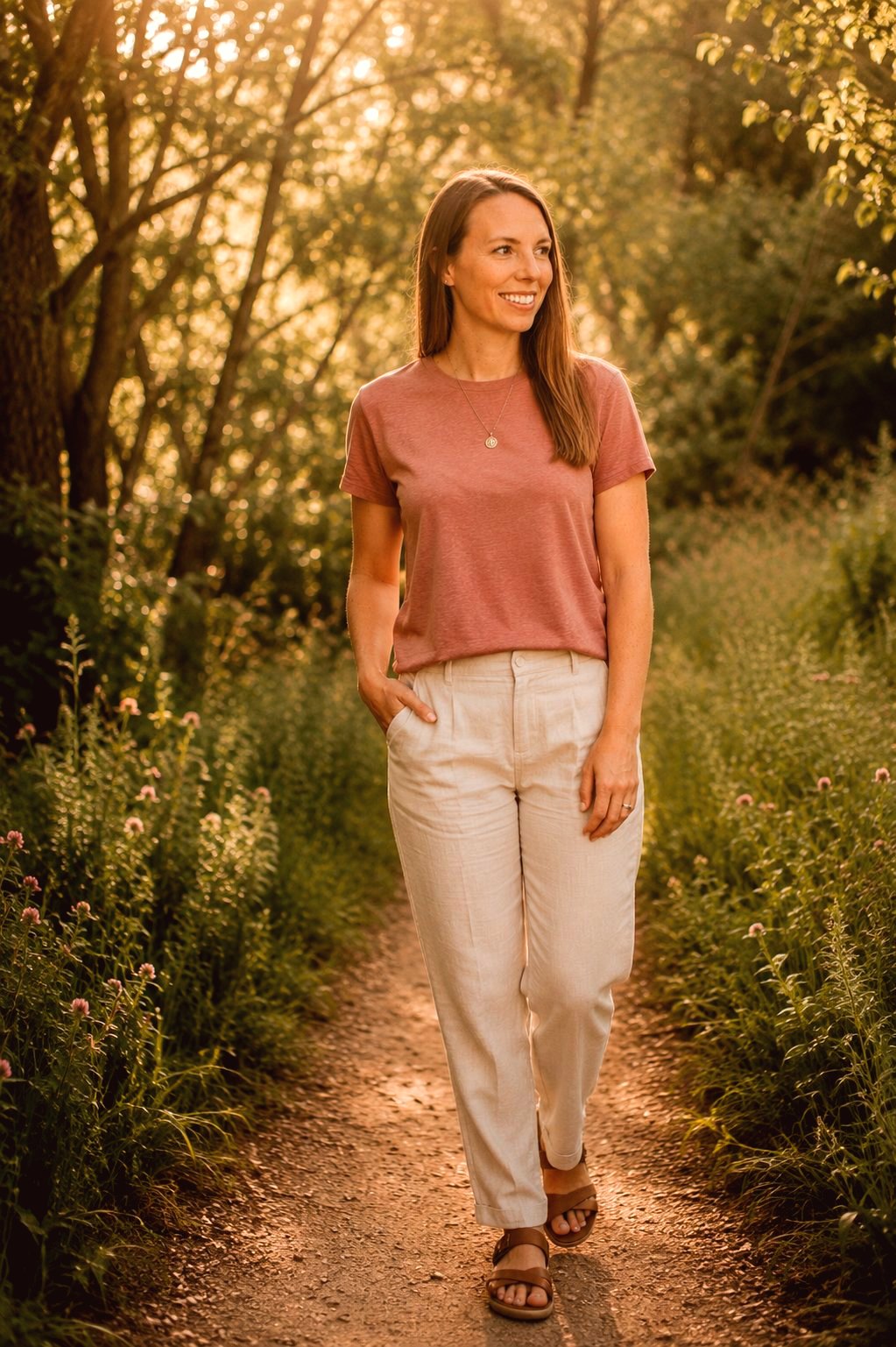 Brooke Jones walking on a trail